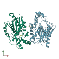 PDB entry 5ugz coloured by chain, front view.