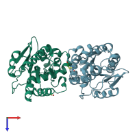 PDB entry 5ugz coloured by chain, top view.
