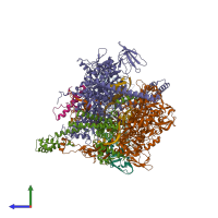 PDB entry 5uh8 coloured by chain, side view.