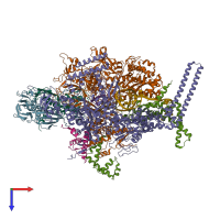 PDB entry 5uh8 coloured by chain, top view.