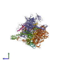 PDB entry 5uh9 coloured by chain, side view.