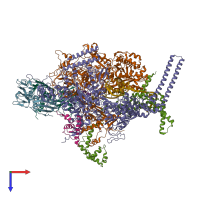 PDB entry 5uh9 coloured by chain, top view.