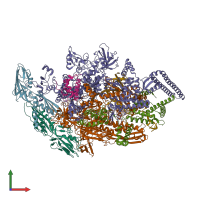 PDB entry 5uhb coloured by chain, front view.