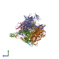 PDB entry 5uhb coloured by chain, side view.