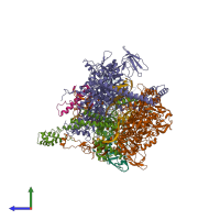 PDB entry 5uhf coloured by chain, side view.