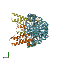 PDB entry 5uhk coloured by chain, side view.