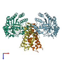 PDB entry 5uhk coloured by chain, top view.
