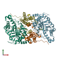 PDB entry 5uhl coloured by chain, front view.