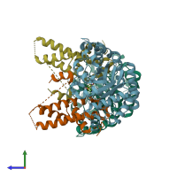 PDB entry 5uhl coloured by chain, side view.