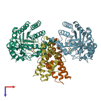 PDB entry 5uhl coloured by chain, top view.