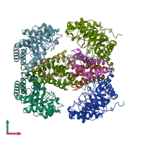 PDB entry 5uhp coloured by chain, front view.