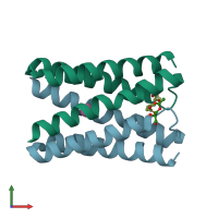 PDB entry 5uhs coloured by chain, front view.
