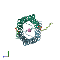 PDB entry 5uhs coloured by chain, side view.