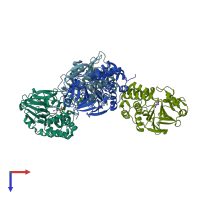 PDB entry 5ui1 coloured by chain, top view.