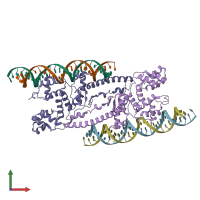 PDB entry 5ui5 coloured by chain, front view.