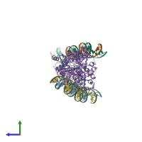PDB entry 5ui5 coloured by chain, side view.
