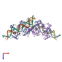 PDB entry 5ui5 coloured by chain, top view.