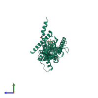 PDB entry 5uig coloured by chain, side view.