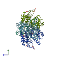 PDB entry 5uiq coloured by chain, side view.