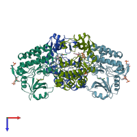 PDB entry 5uiq coloured by chain, top view.