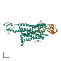 PDB entry 5uiw coloured by chain, front view.