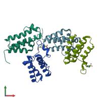 PDB entry 5uiy coloured by chain, front view.