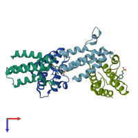 PDB entry 5uiy coloured by chain, top view.