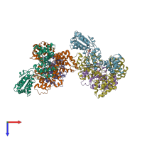 PDB entry 5uj7 coloured by chain, top view.