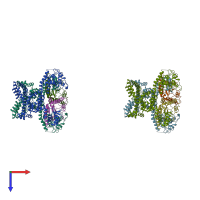 PDB entry 5uj8 coloured by chain, top view.