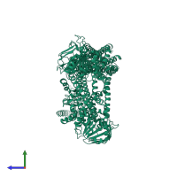 PDB entry 5uj9 coloured by chain, side view.