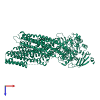 PDB entry 5uj9 coloured by chain, top view.