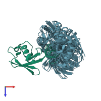 PDB entry 5ujn coloured by chain, ensemble of 20 models, top view.