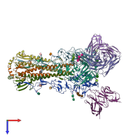 PDB entry 5uk1 coloured by chain, top view.