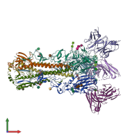 PDB entry 5uk2 coloured by chain, front view.
