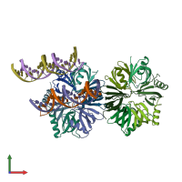PDB entry 5uk7 coloured by chain, front view.
