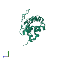 Monomeric assembly 1 of PDB entry 5uke coloured by chemically distinct molecules, side view.