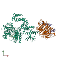PDB entry 5ukk coloured by chain, front view.
