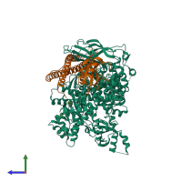 PDB entry 5ul1 coloured by chain, side view.