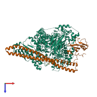 PDB entry 5ul1 coloured by chain, top view.