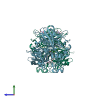 PDB entry 5ul5 coloured by chain, side view.