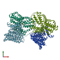 PDB entry 5uld coloured by chain, front view.