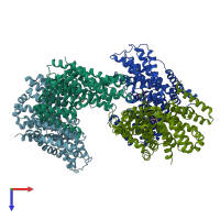PDB entry 5uld coloured by chain, top view.