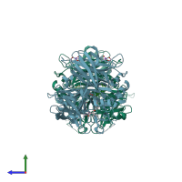 PDB entry 5ulg coloured by chain, side view.