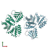 PDB entry 5ulm coloured by chain, front view.