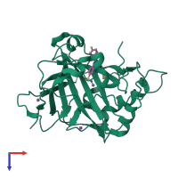 PDB entry 5uln coloured by chain, top view.