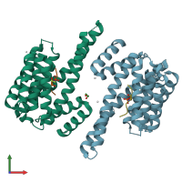 PDB entry 5ulo coloured by chain, front view.