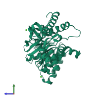 PDB entry 5ulv coloured by chain, side view.