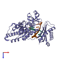 PDB entry 5ulx coloured by chain, top view.