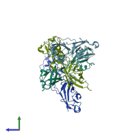 PDB entry 5uly coloured by chain, side view.