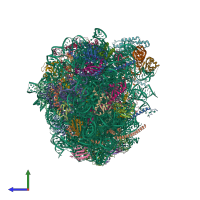 PDB entry 5umd coloured by chain, side view.